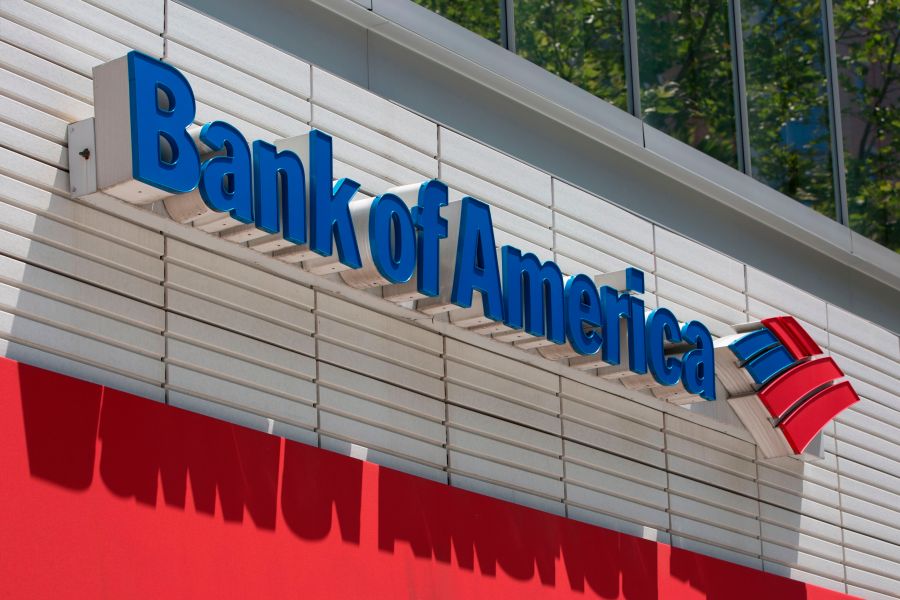 The Bank of America logo is seen outside a branch in Washington, DC, on July 9, 2019. (ALASTAIR PIKE/AFP via Getty Images)