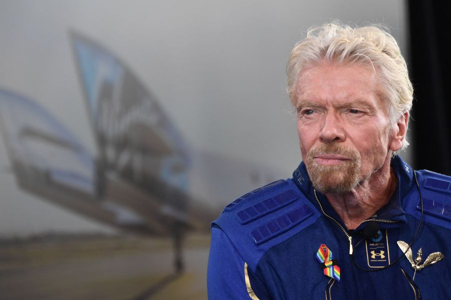 Richard Branson speaks after he flew into space aboard a Virgin Galactic vessel, a voyage he described as the "experience of a lifetime" near Truth and Consequences, New Mexico on July 11, 2021.(PATRICK T. FALLON/AFP via Getty Images)