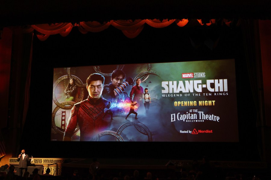 The theatre screen is shown at a special screening Marvel Studio's "Shang-Chi and The Legend of The Ten Rings" at El Capitan Theatre in Hollywood on Sept. 2, 2021. (Kevin Winter/Getty Images)