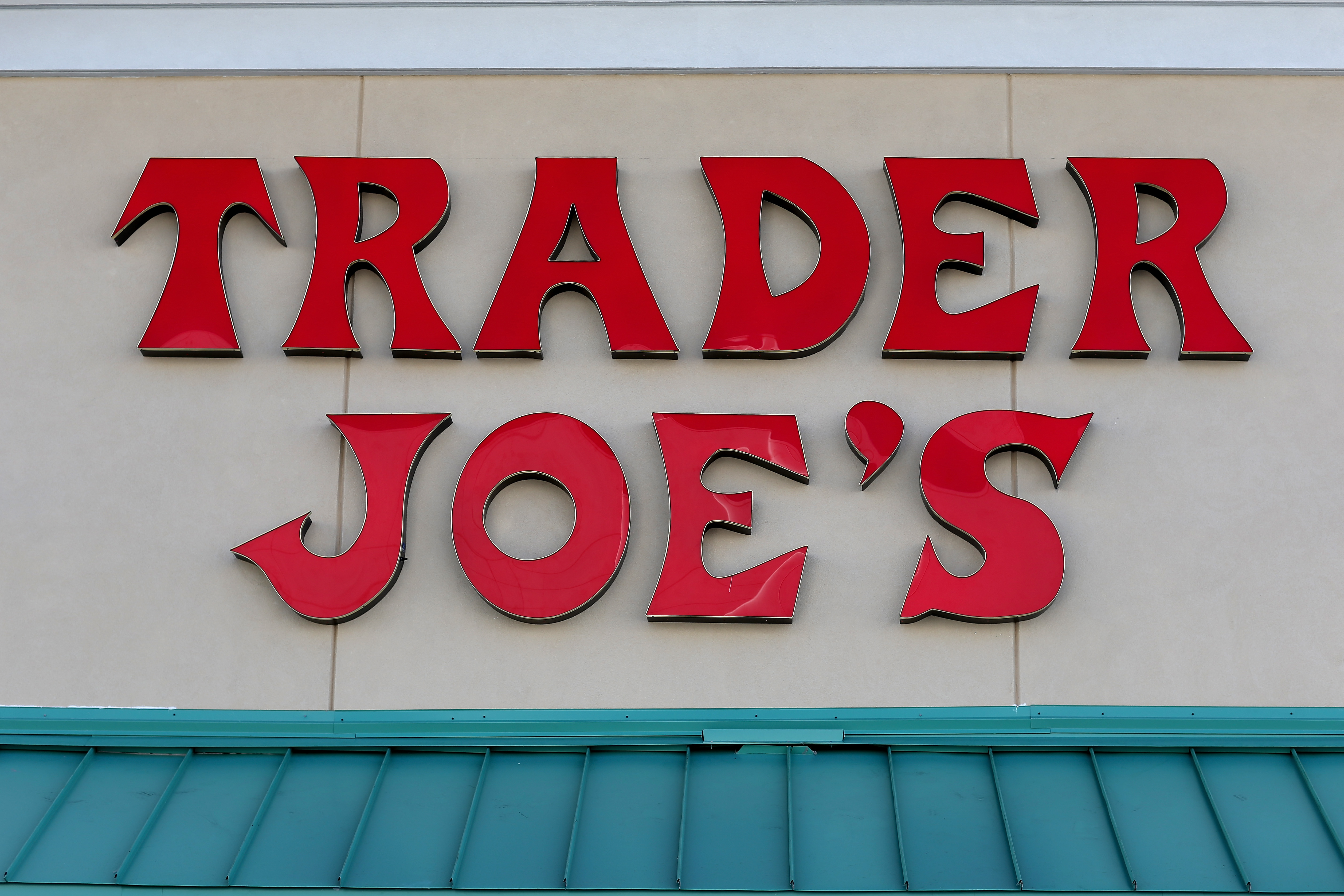 This file photo shows a Trader Joe's sign on Oct. 18, 2013 in Florida. (Joe Raedle/Getty Images)