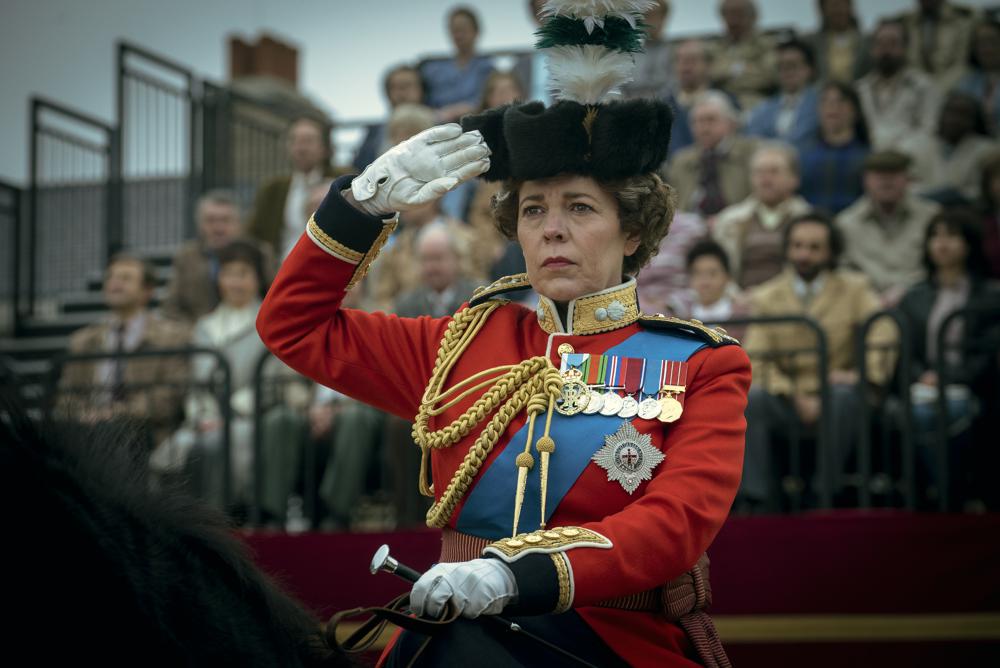 This image released by Netflix shows Olivia Colman as Queen Elizabeth II in a scene from "The Crown." Colman was nominated for an Emmy Award for outstanding leading actress in a drama series. (Liam Daniel/Netflix via AP)