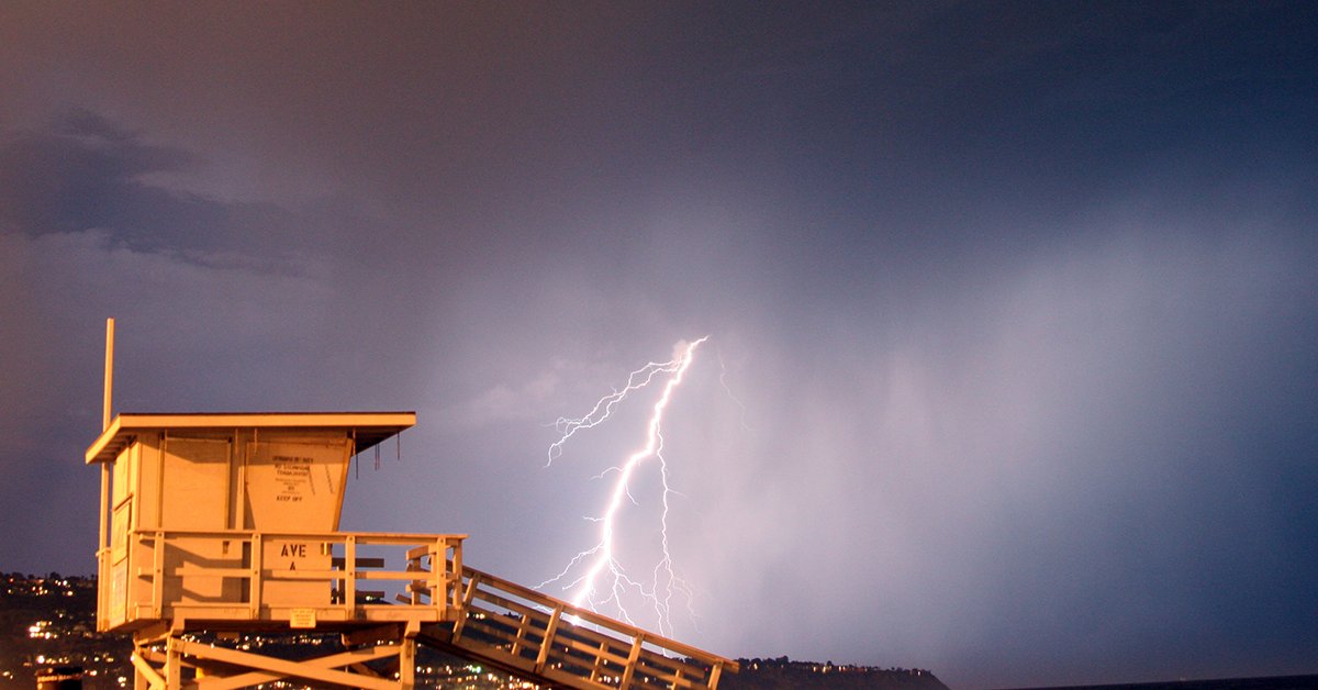 The Los Angeles County Fire Department, Lifeguard Division tweeted a photo of lighting on Oct. 4, 2021.