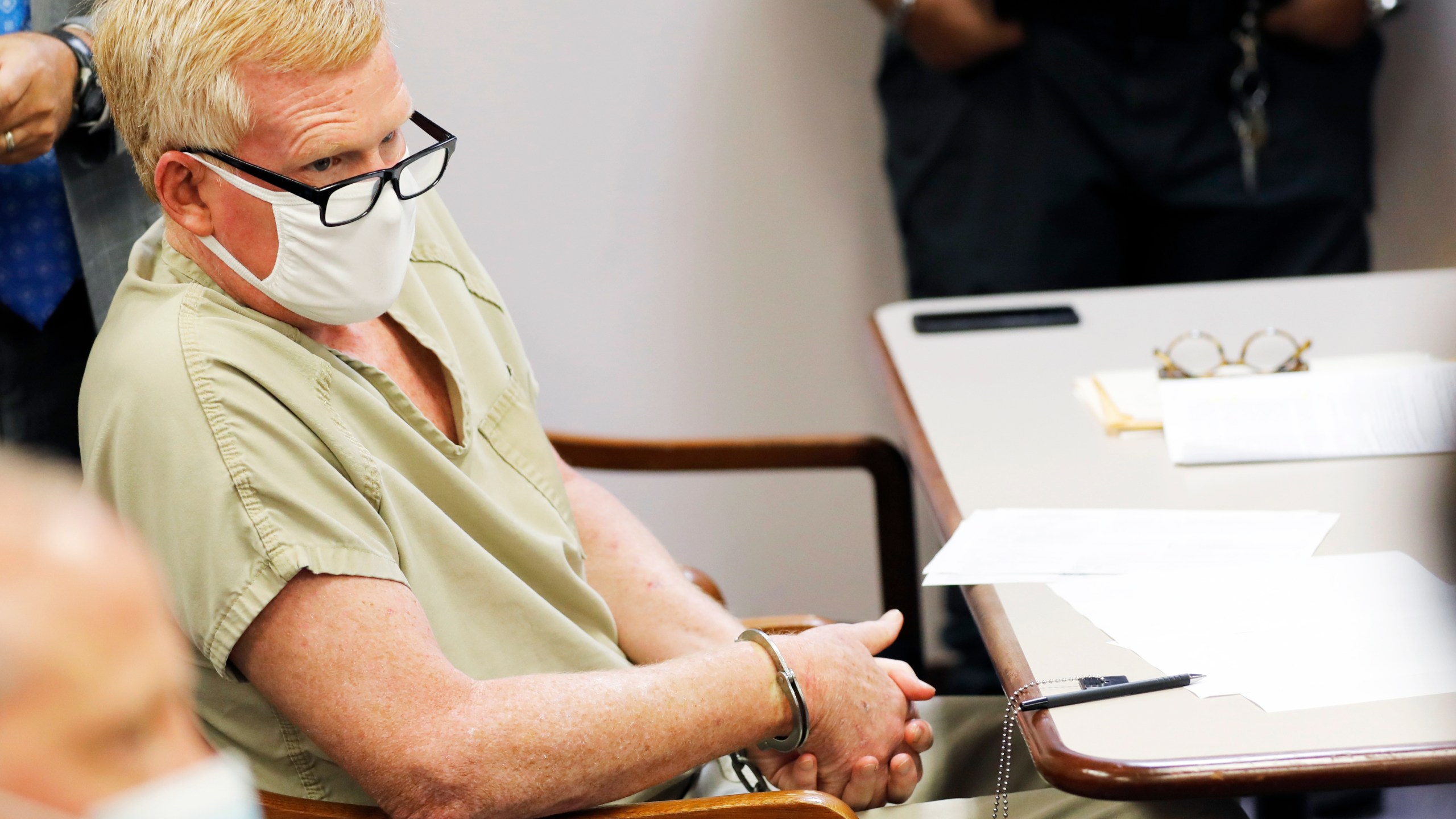 Alex Murdaugh sits during his bond hearing Thursday, Sept. 16, 2021, in Varnville, S.C.For a century, the Murdaughs have quietly steered much of the legal world in this corner of the state, by running the prosecutor’s office and a large civil law firm. Then, in June, Murdaugh’s wife, Maggie, and son Paul were killed at the family’s sprawling estate. Six investigations are underway, over the killings, stolen money, death coverups and a Sept. 4 shooting in which a bullet grazed Murdaugh’s head on a lonely highway. Police said he tried to arrange his own death and make sure a $10 million life insurance policy would pay off for his surviving son. (AP Photo/Mic Smith, File)