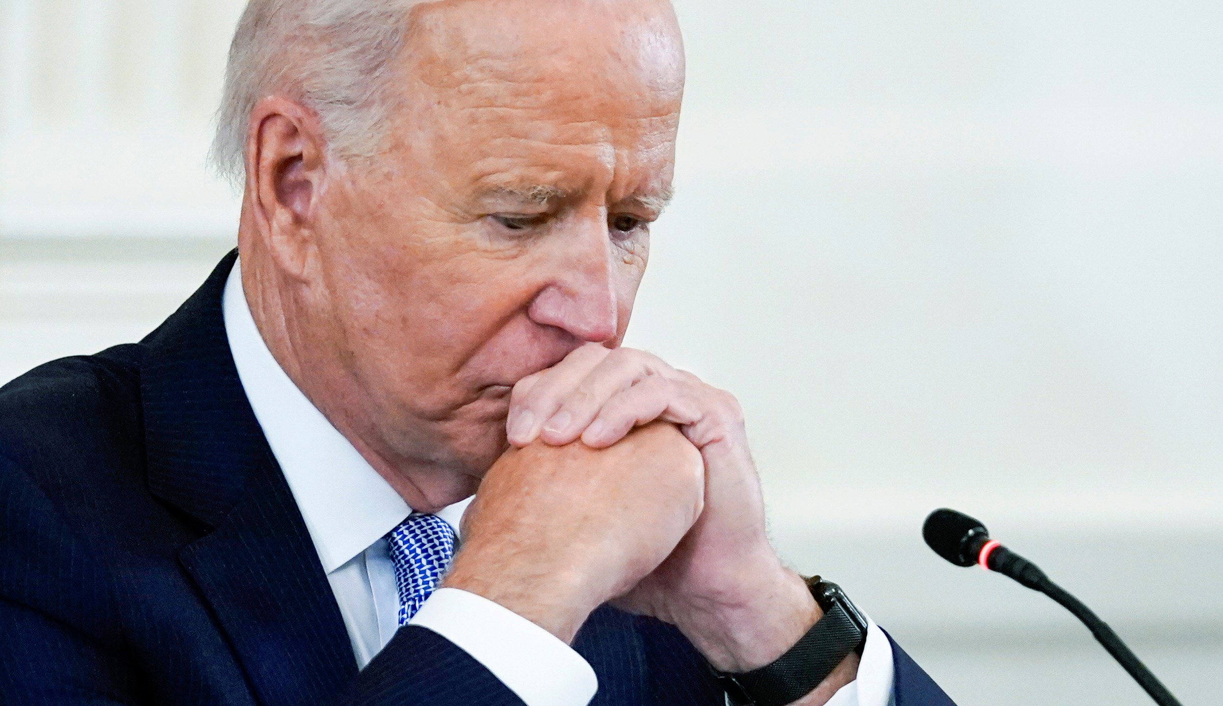 In this Sept. 24, 2021 photo, President Joe Biden listens during the Quad summit in the East Room of the White House. (AP Photo/Evan Vucci)