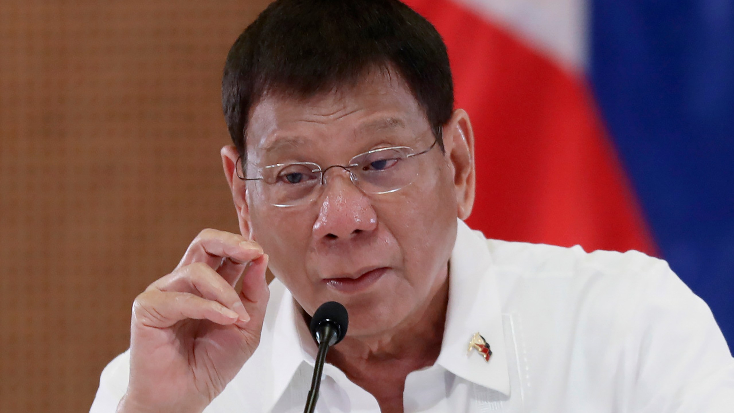 In this Sept. 15, 2021, file photo provided by the Malacanang Presidential Photographers Division, Philippine President Rodrigo Duterte gestures as he meets members of the Inter-Agency Task Force on the Emerging Infectious Diseases at the Malacanang presidential palace in Manila, Philippines. (Karl Alonzo/Malacanang Presidential Photographers Division via AP, File)