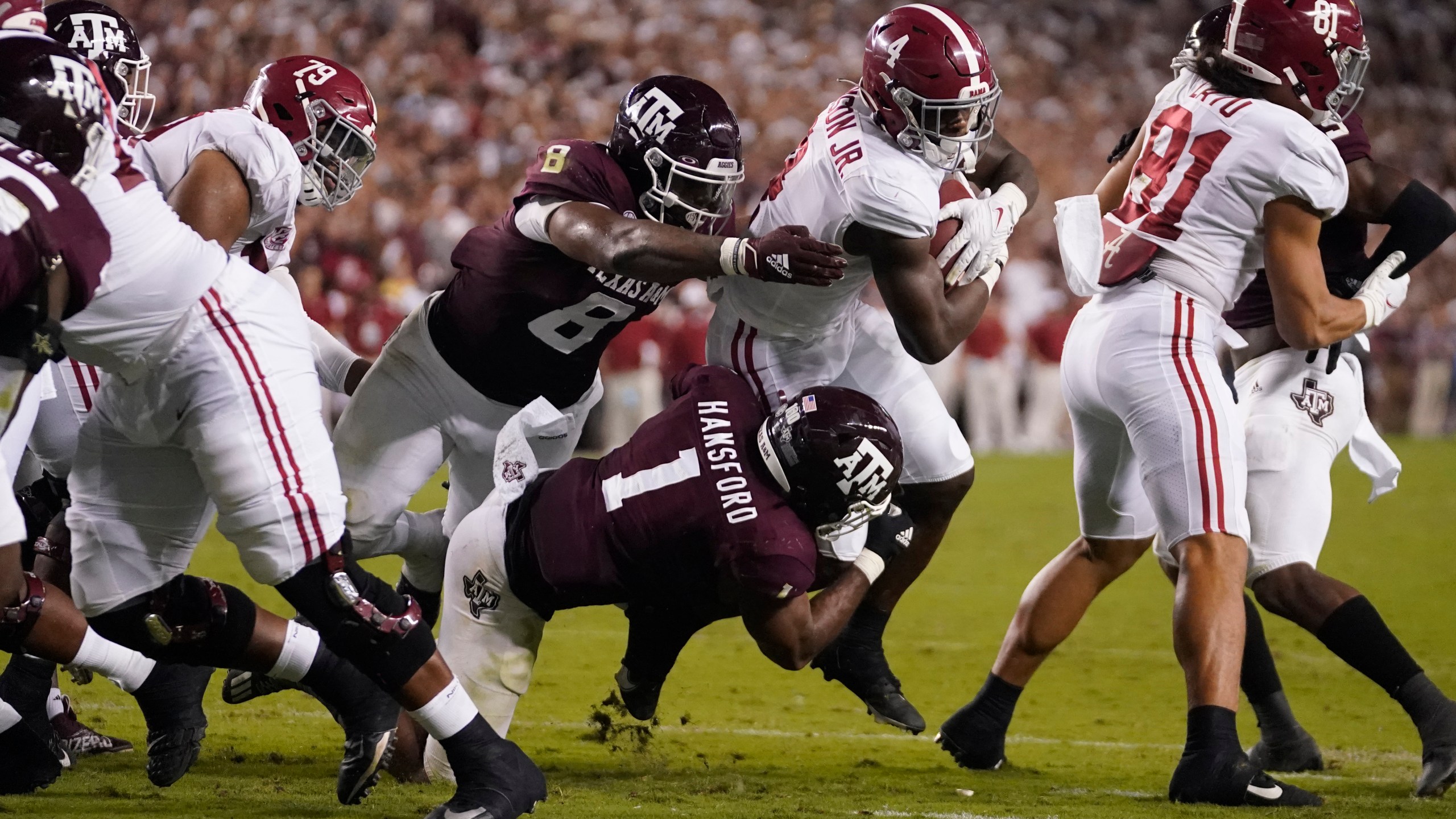 An argument over the University of Alabama football team’s loss to Texas A&M led to a deadly shooting at an Alabama home, police said. Two men started fighting over which team was better at a gathering in the Birmingham suburb Bessemer when the game was in its final minutes Saturday night, Lt. Christian Clemons told news outlets. The homeowner asked the men to leave and shots were fired outside. Officers found Kealand Amad Pickens, who had been shot several times in the torso, Clemons said. The 27-year-old was taken to a hospital, where he was pronounced dead around 3:20 a.m. Sunday. The shooter fled the scene before officers arrived. Clemons said they know his identity, according to AL.com, but the suspect was still at large. Texas A&M stunned top-ranked Alabama 41-38 on a last-play field goal, ending the Crimson Tide’s winning streak at 19 games. “It’s just another case of resorting to violence to handle differences,” Clemons said.