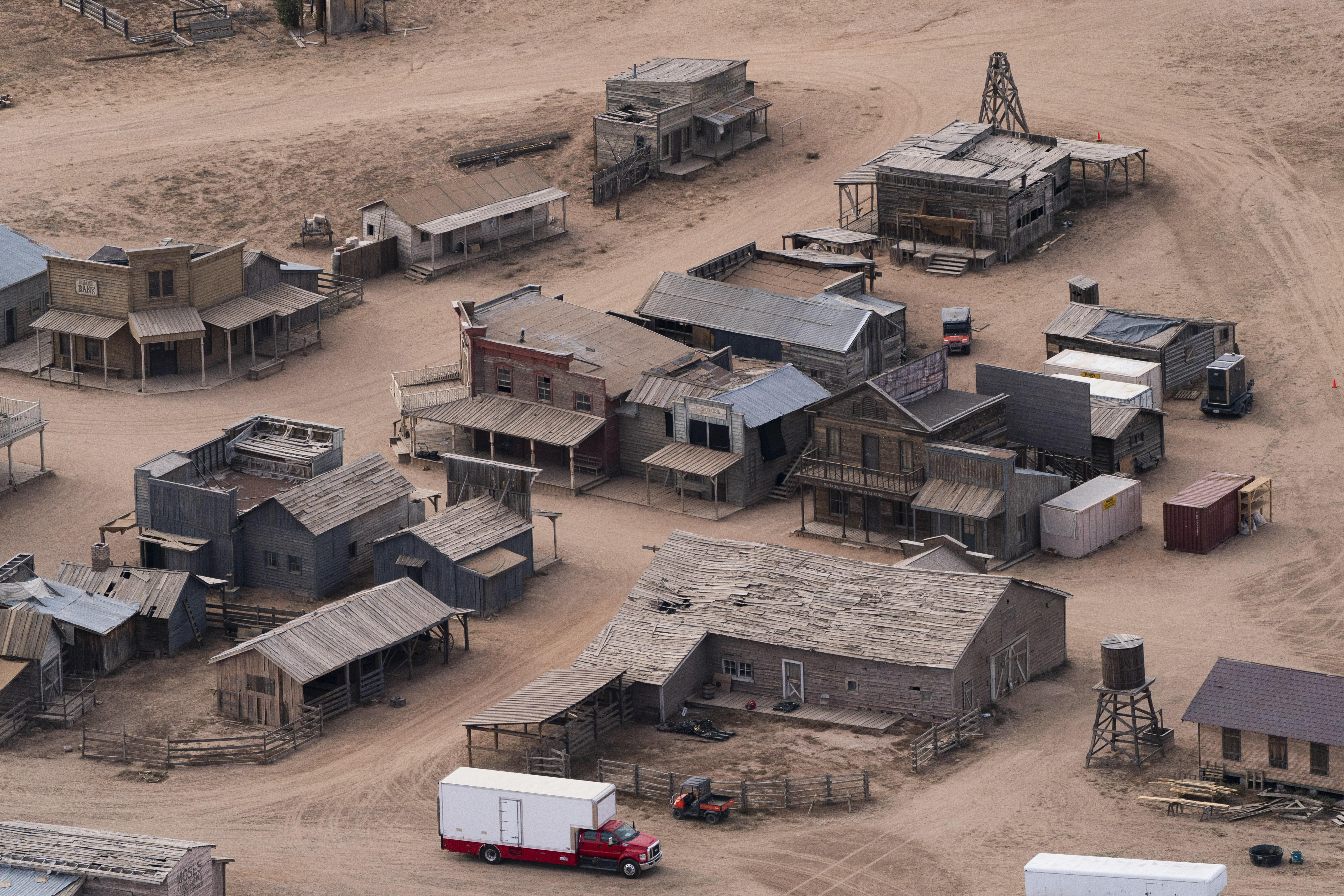 This Oct. 23, 2021, file photo, shows the Bonanza Creek Ranch in Santa Fe, N.M., where actor Alec Baldwin pulled the trigger on a prop gun while filming “Rust” and unwittingly killed a cinematographer and injured a director. Experts predict a tremendous legal fallout. (AP Photo/Jae C. Hong, File)