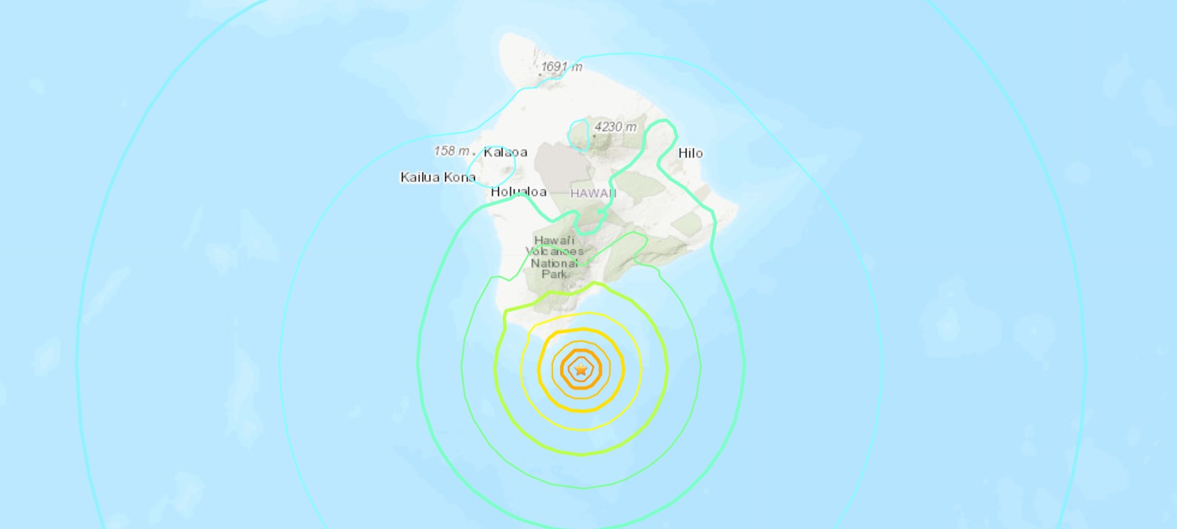 An earthquake with a preliminary magnitude of 6.2 struck off the coast of Hawaii on Oct. 10, 2021. (USGS)