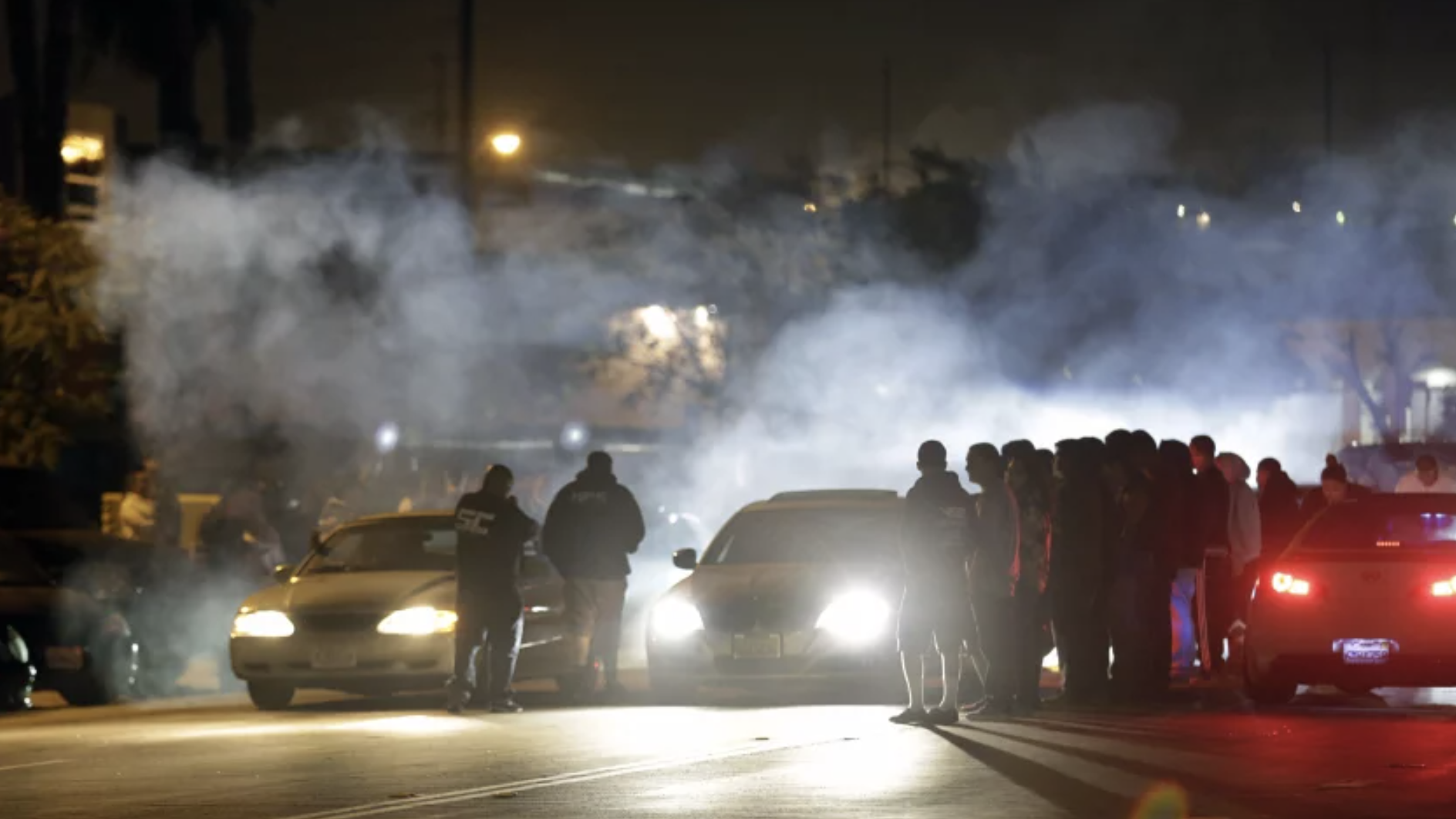 Illegal street racing activities on Ana Street in Compton in 2015. One of the several illegal street racing locations racers raced. (Lawrence K. Ho / Los Angeles Times)