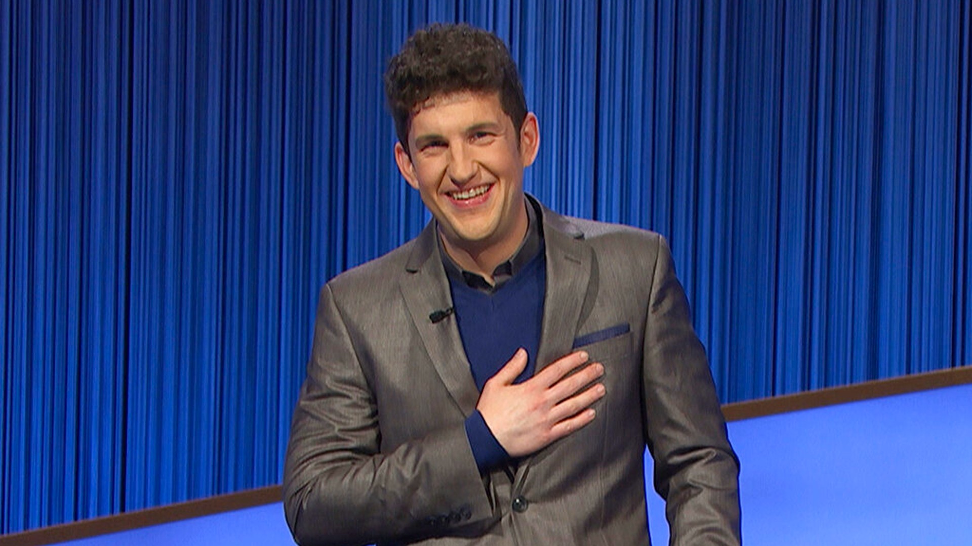 This photo provided by Jeopardy Productions Inc. shows "Jeopardy!" contestant Matt Amodio during a taping of the popular game show. (Jeopardy Productions Inc. via AP)