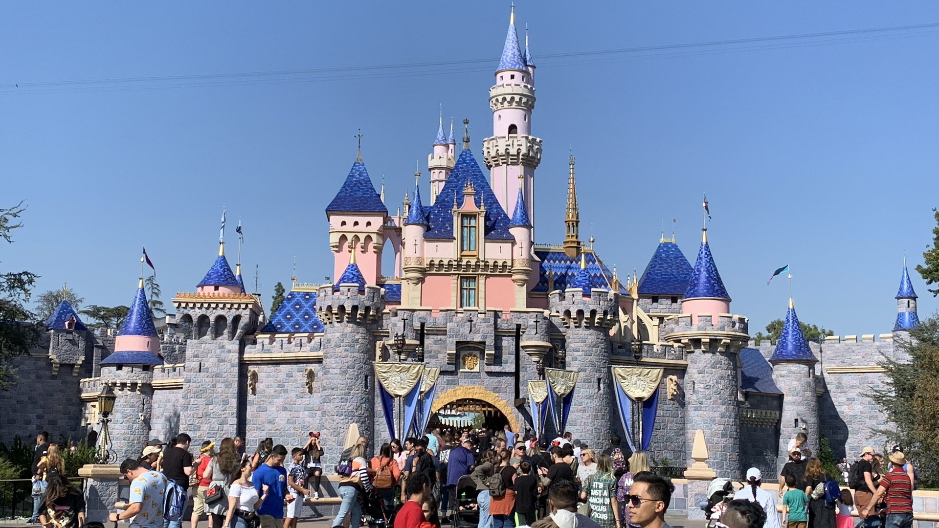 The Sleeping Beauty castle is seen at Disneyland on Oct. 14, 2019. (KTLA)