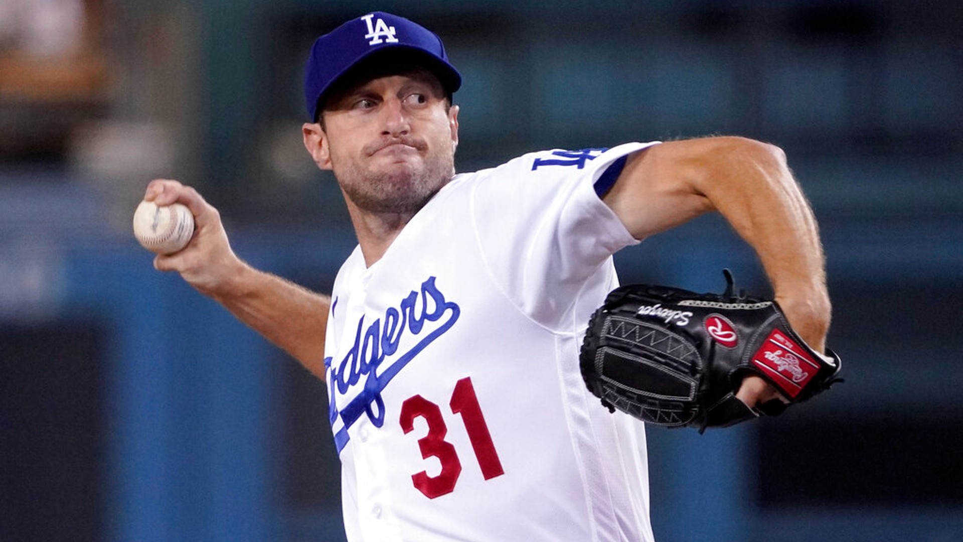 Los Angeles Dodgers starting pitcher Max Scherzer throws to the plate during the first inning of a baseball game against the San Diego Padres Wednesday, Sept. 29, 2021, in Los Angeles. (AP Photo/Mark J. Terrill)