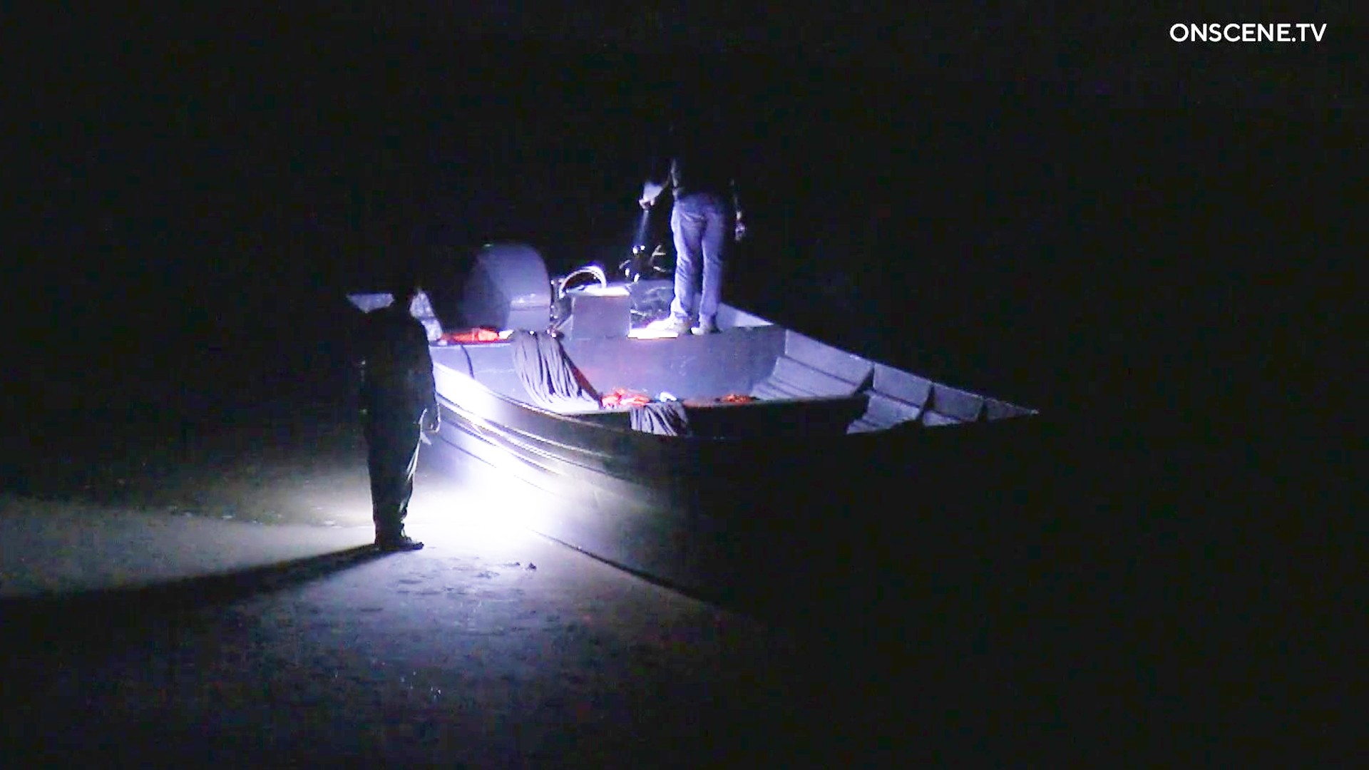 A panga boat is discovered in Ventura County on Oct. 18, 2021. (OnScene.TV)