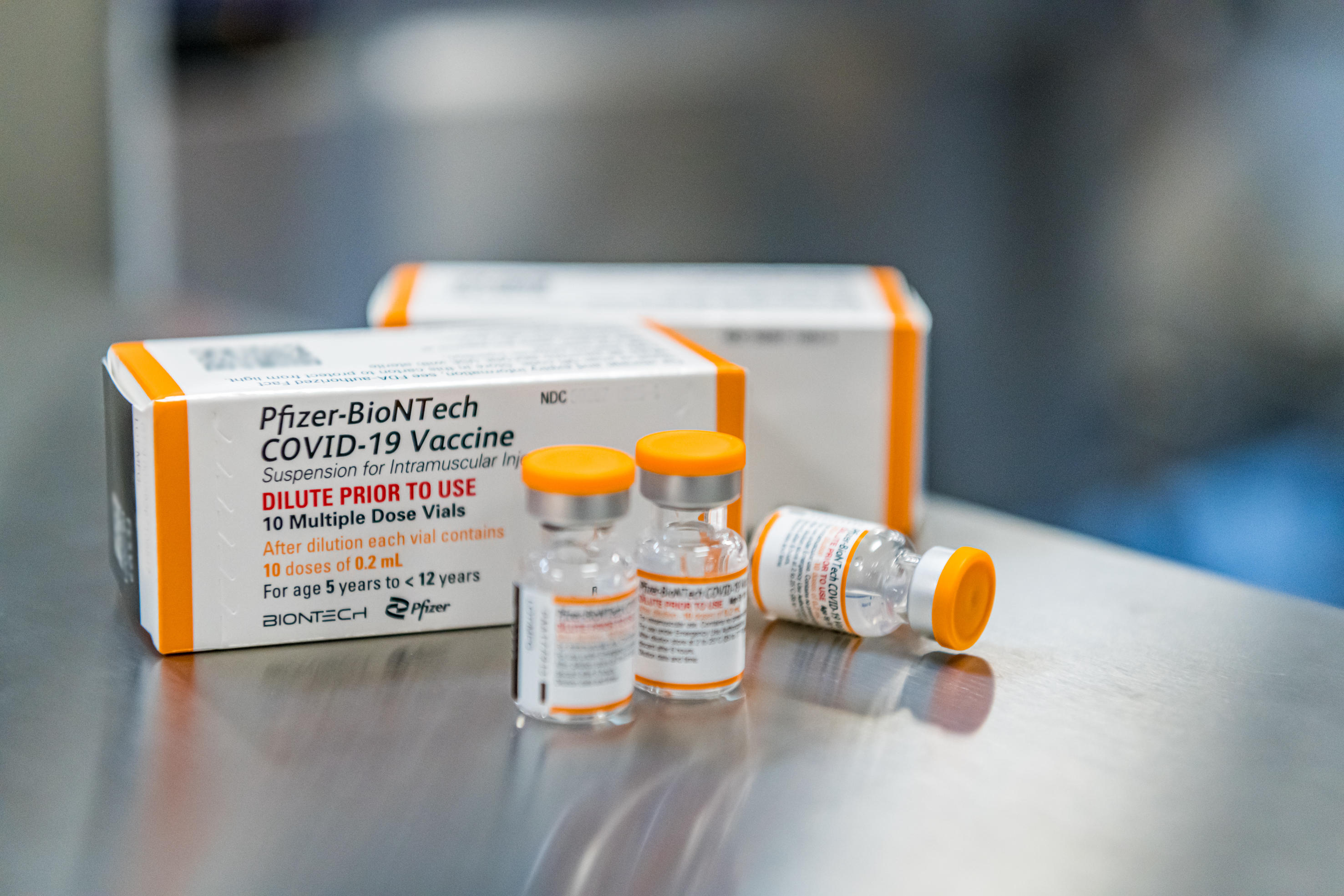 This October 2021, photo provided by Pfizer shows kid-size doses of its COVID-19 vaccine in Puurs, Belgium. (Pfizer via AP, File)