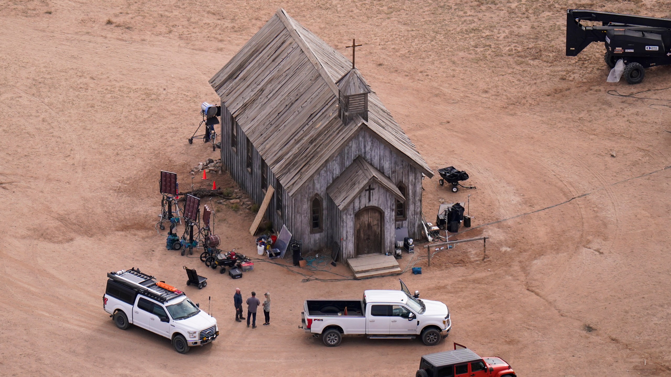 This aerial photo shows the Bonanza Creek Ranch in Santa Fe, N.M., on Oct. 23, 2021. (AP Photo/Jae C. Hong, File)