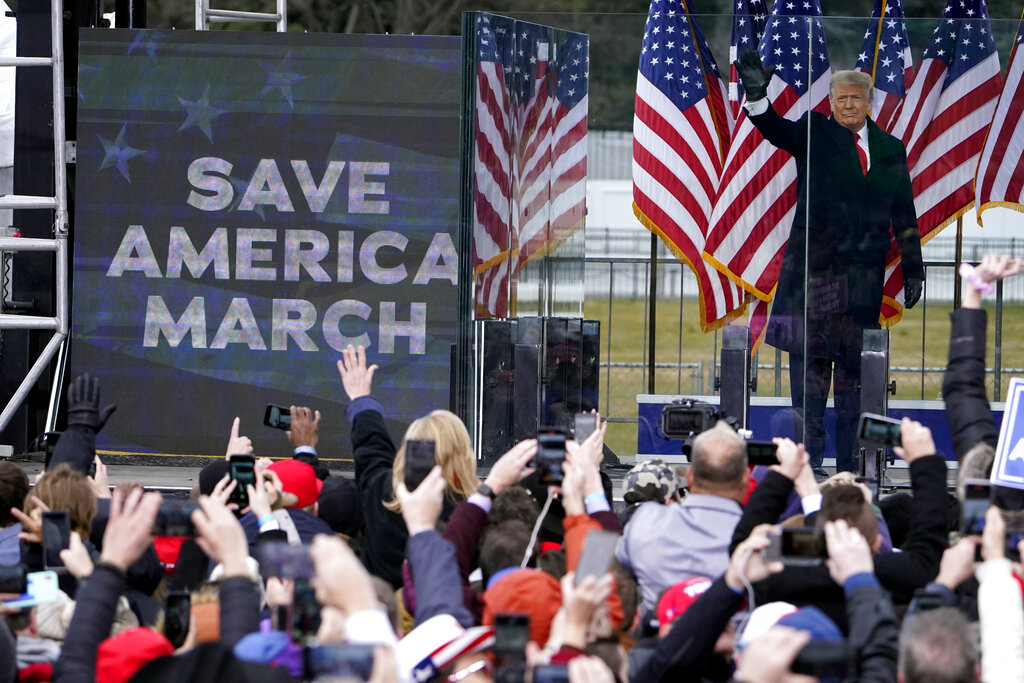 President Donald Trump arrives to speak at a rally in Washington on Jan. 6, 2021. (AP Photo/Jacquelyn Martin, File)