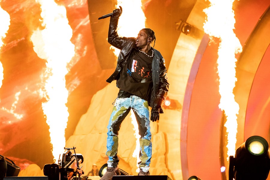 Travis Scott performs at Day 1 of the Astroworld Music Festival at NRG Park on Friday, Nov. 5, 2021, in Houston. (Photo by Amy Harris/Invision/AP)