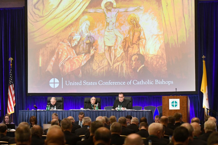 The United States Conference of Catholic Bishops holds its Fall General Assembly meeting on Tuesday, Nov. 12, 2019 in Baltimore. (AP Photo/Steve Ruark, File)