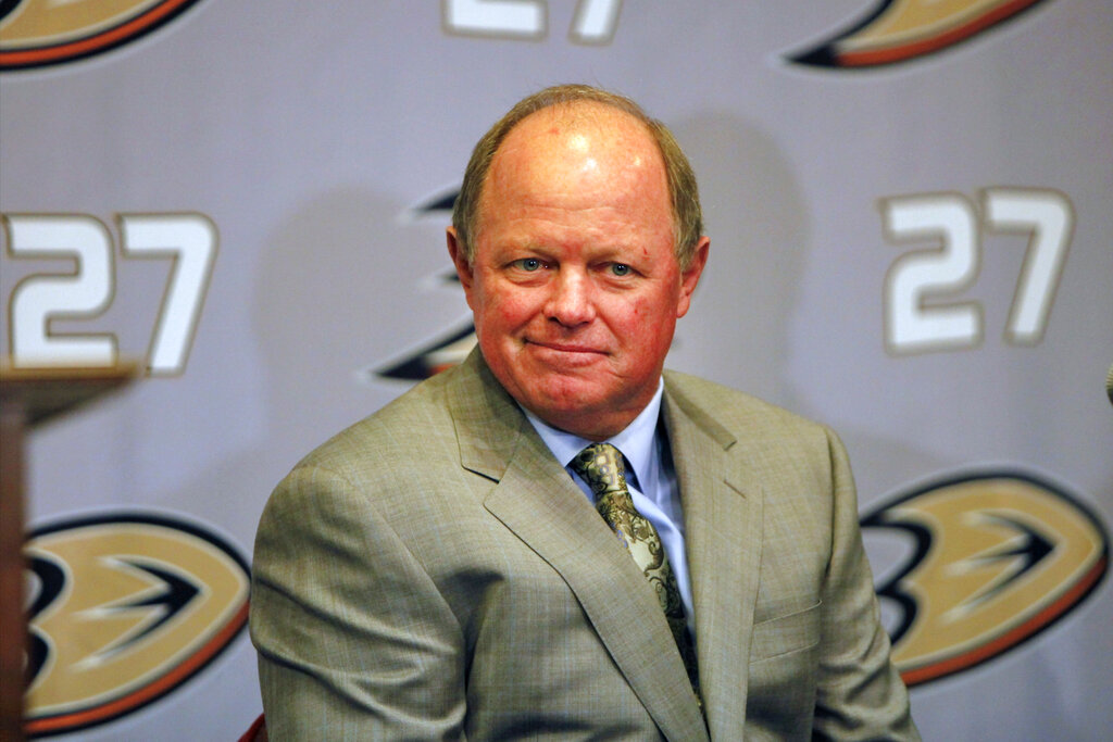 Anaheim Ducks executive vice president and general manager Bob Murray listens during an NHL hockey news conference at the Honda Center in Anaheim, Calif., on June 22, 2010. (AP Photo/Damian Dovarganes, File)