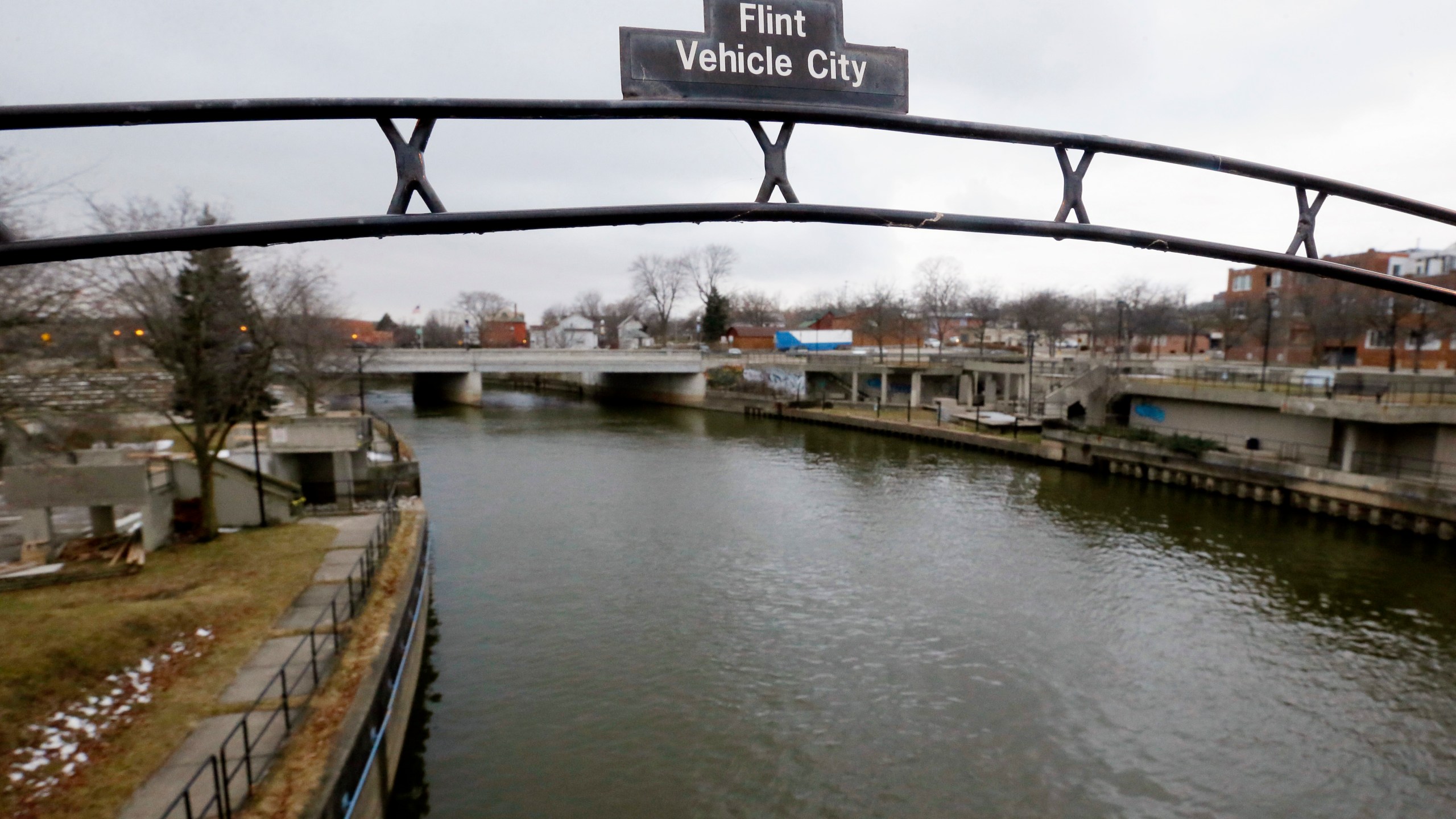 This Jan. 26, 2016, file photo, shows the Flint River in Flint, Mich. (AP Photo/Carlos Osorio, File)