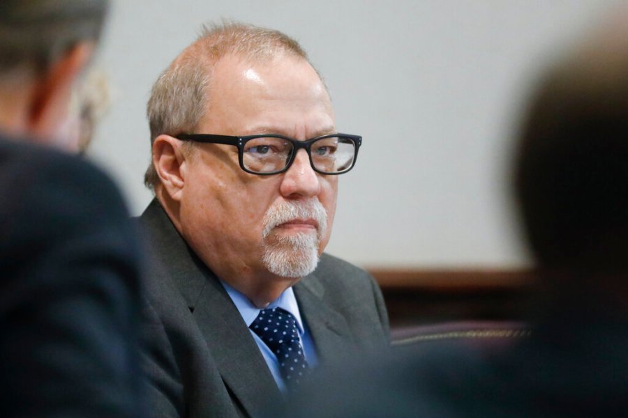 Defendant Gregory McMichael looks on during his trial at the Glynn County Courthouse, Friday, Nov. 19, 2021, in Brunswick, Ga. (Octavio Jones/Pool Photo via AP)