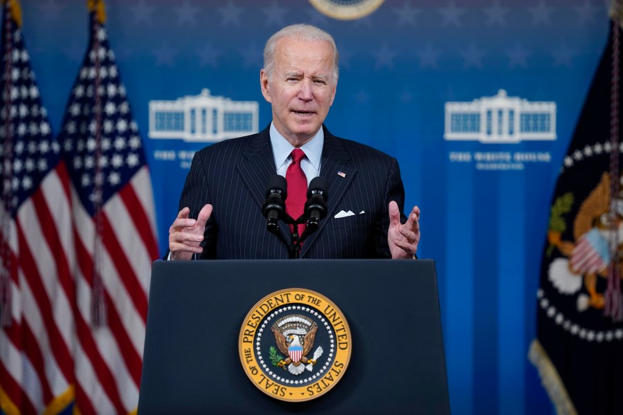 President Joe Biden delivers remarks on the economy in the South Court Auditorium on the White House campus, Tuesday, Nov. 23, 2021, in Washington. (AP Photo/Evan Vucci)