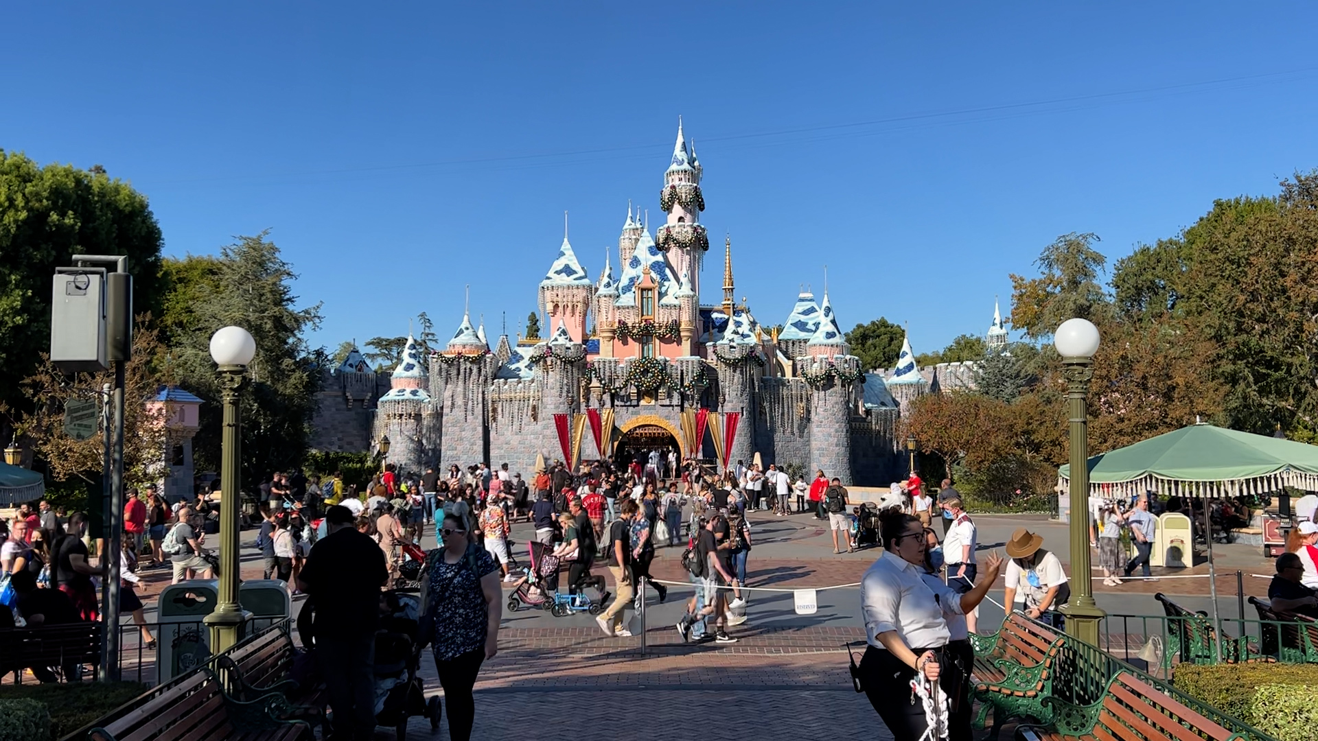 A view of Sleeping Beauty Castle at Disneyland on Nov. 13, 2021. (KTLA)