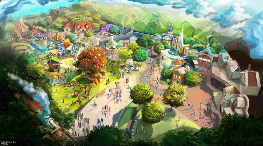 A rendering of a reimagined Mickey's Toontown in Disneyland Park was shared by the park on Nov. 15, 2021.