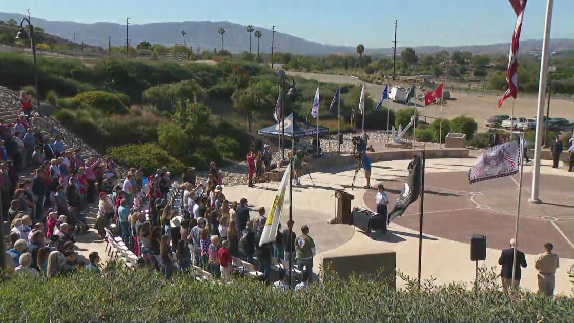 A Veterans Day ceremony is held in Norco on Nov. 11, 2021. (KTLA)