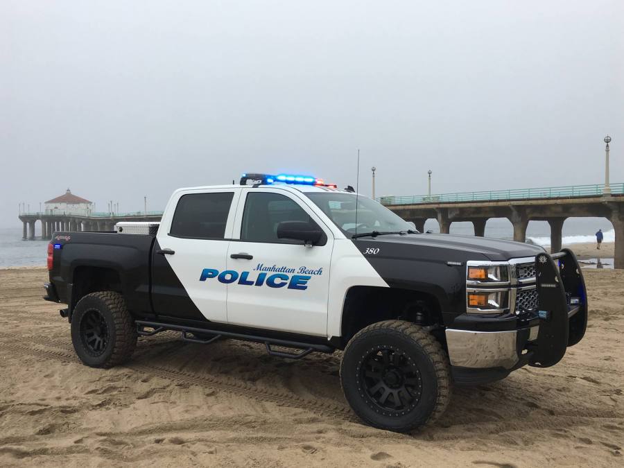 A Manhattan Beach Police Department vehicle is seen in an undated photo shared by the department.