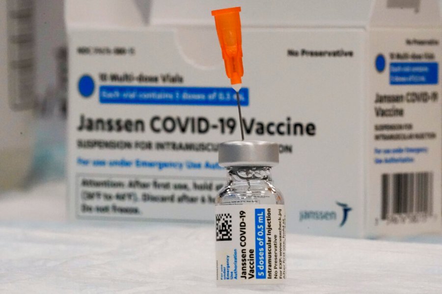 In this April 8, 2021 file photo, the Johnson & Johnson COVID-19 vaccine is seen at a pop up vaccination site in the Staten Island borough of New York. (Mary Altaffer/Associated Press)