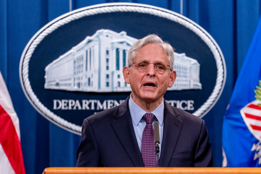 Attorney General Merrick Garland speaks at a news conference at the Justice Department on Nov. 8, 2021. The Department of Justice has sued Texas over new redistricting maps, saying the plans discriminate against voters in the state's booming Latino and Black populations. (Andrew Harnik/Associated Press)