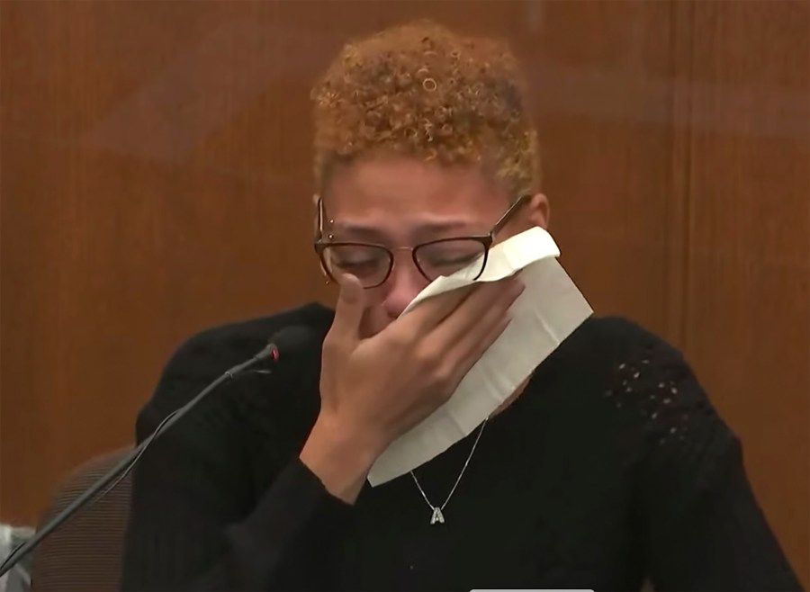 In this screen grab from video, Alayna Albrecht-Payton, a passenger in Daunte Wright's car during a traffic stop testifies as Hennepin County Judge Regina Chu presides over court Thursday, Dec. 9, 2021, in the trial of former Brooklyn Center police Officer Kim Potter at the Hennepin County Courthouse in Minneapolis, Minn. Potter is charged with first- and second-degree manslaughter in the April 11 shooting of Wright, a 20-year-old Black motorist, following a traffic stop in the Minneapolis suburb of Brooklyn Center. (Court TV, via AP, Pool)