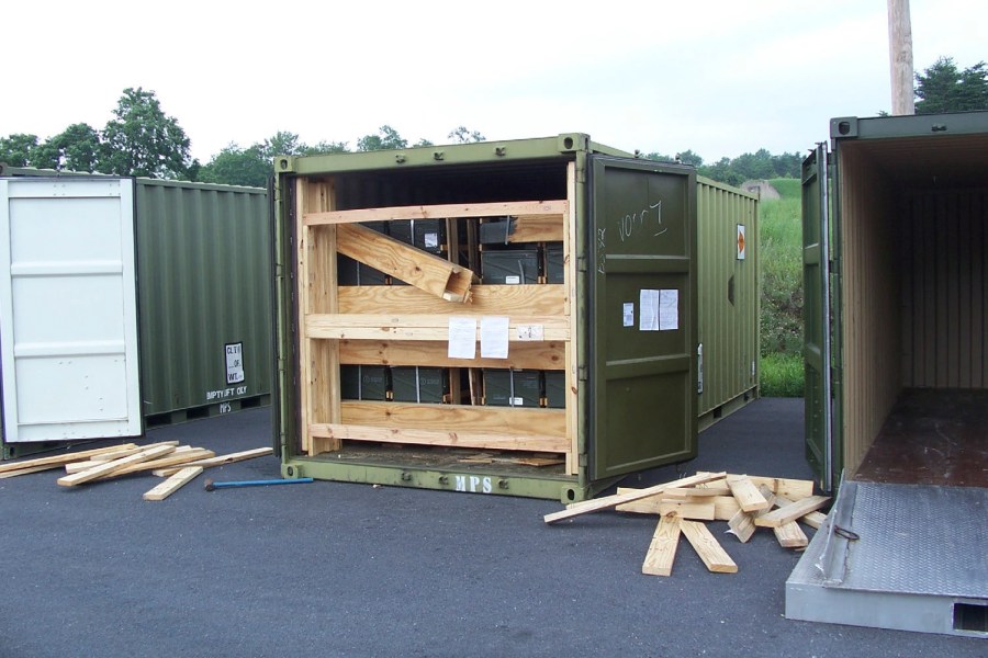 In this July 13, 2017, image provided by the U.S. Army Criminal Investigation Command, a storage container of explosive ordnance shows signs of theft after arriving at the Letterkenny Army Depot in Chambersburg, Pa. An ammunition canister containing 32 rounds of 40mm M430A1 grenades, property of the U.S. Marine Corps, was missing. (U.S. Army Criminal Investigation Command via AP, File)