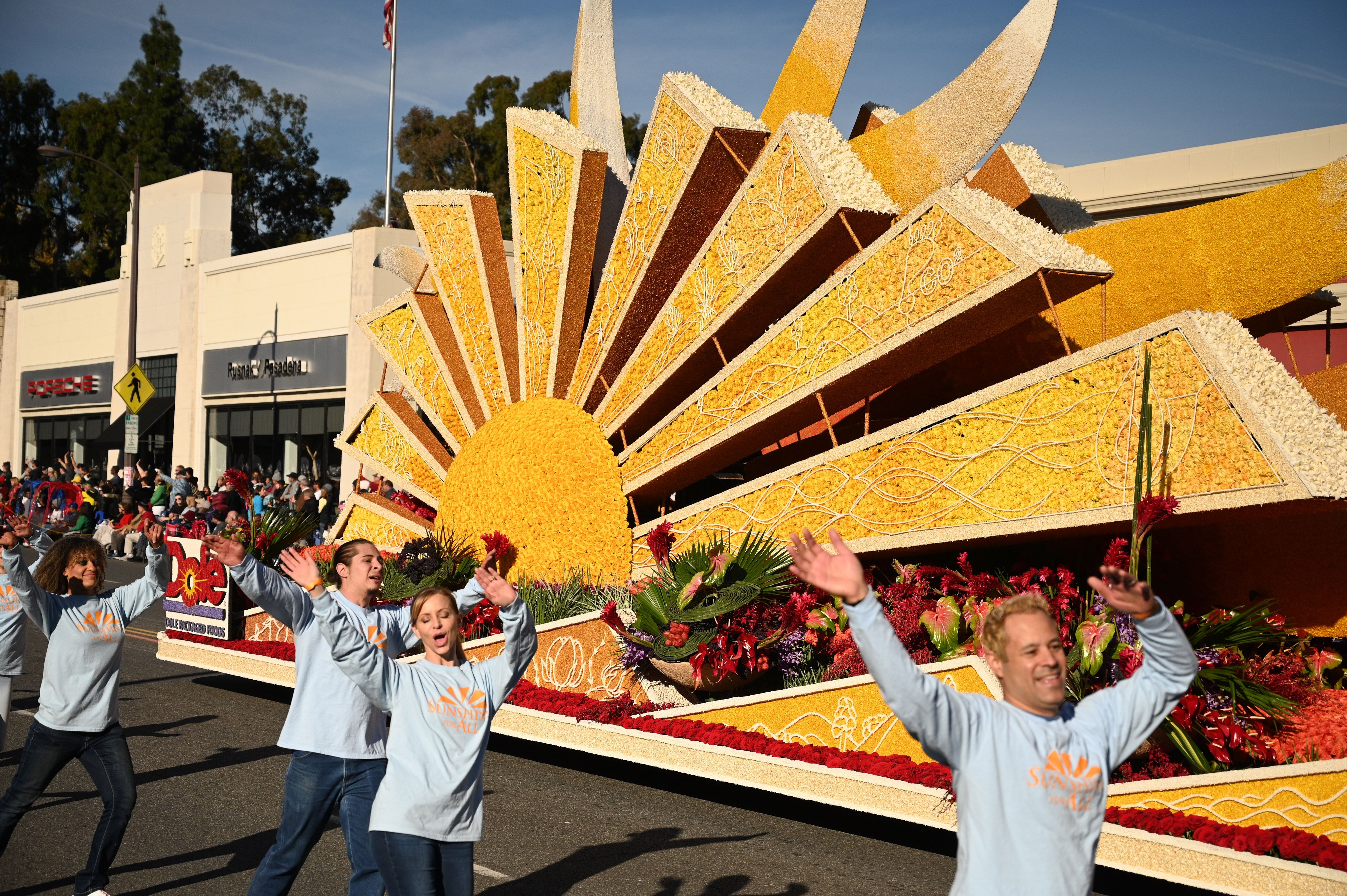 The Dole Packaged Foods float "Sunshine for All" participates in the 131st Rose Parade in Pasadena on January 1, 2020. (ROBYN BECK/AFP via Getty Images)