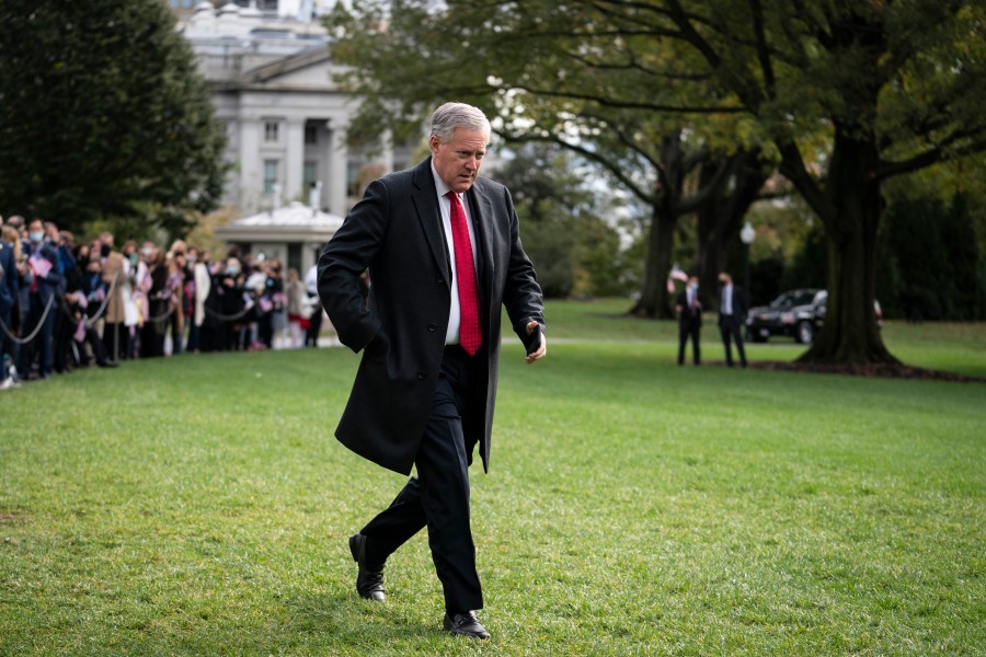 White House Chief of Staff Mark Meadows walks along the South Lawn before President Donald Trump departs from the White House on Oct. 30, 2020. (Sarah Silbiger/Getty Images)