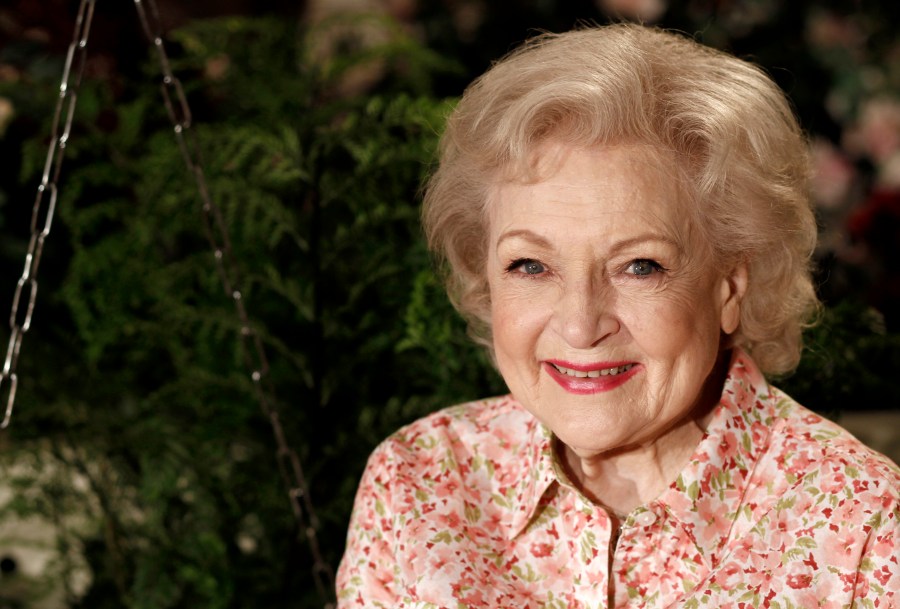 Actress Betty White poses for a portrait on the set of the television show "Hot in Cleveland" in Studio City section of Los Angeles on Wednesday, June 9, 2010. (AP Photo/Matt Sayles, File)