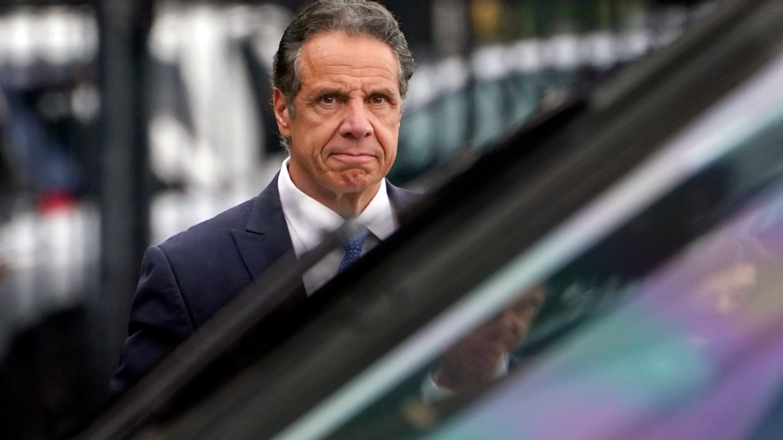 New York Gov. Andrew Cuomo prepares to board a helicopter after announcing his resignation on Aug. 10, 2021, in New York. Westchester County District Attorney Mimi Rocah announced Tuesday, Dec. 28, 2021, she couldn't pursue charges under New York law against Cuomo stemming from allegations from two women that he planted unwanted kisses on their cheeks. (AP Photo/Seth Wenig, File)