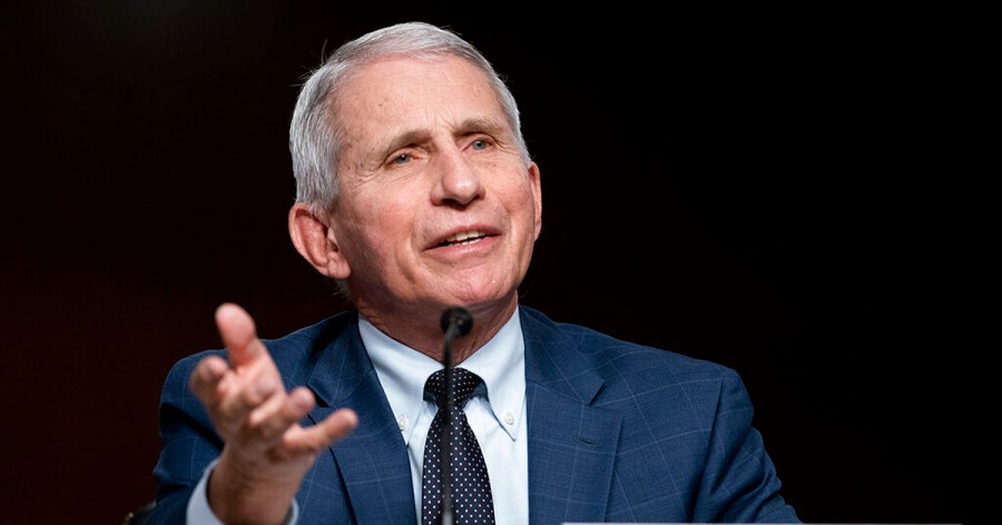 Dr. Anthony Fauci, director of the National Institute of Allergy and Infectious Diseases and chief medical adviser to the president, testifies before a Senate Health, Education, Labor, and Pensions Committee hearing to examine the federal response to COVID-19 and new emerging variants, Tuesday, Jan. 11, 2022 on Capitol Hill in Washington. (Greg Nash/Pool via AP)