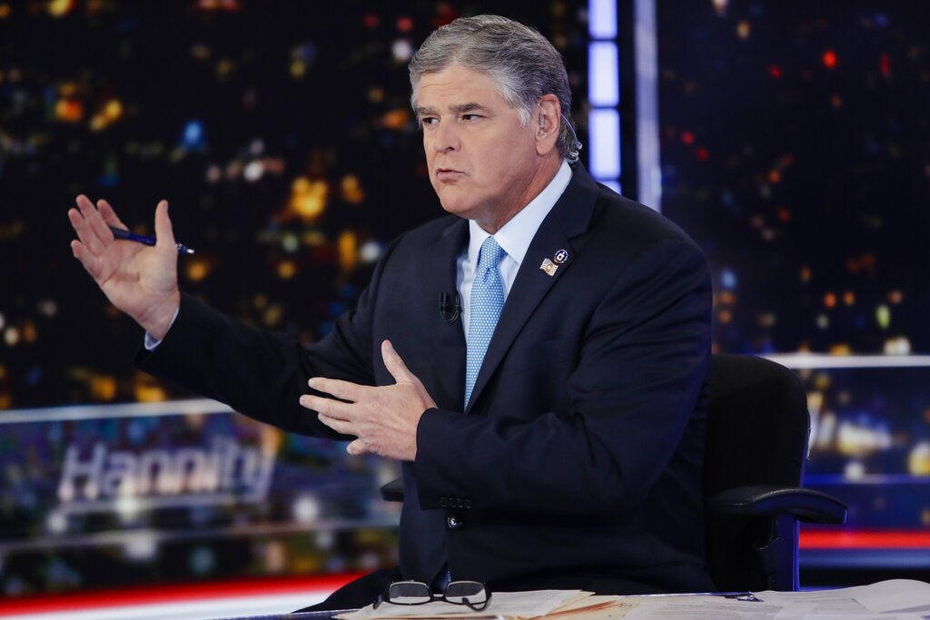 Fox News host Sean Hannity speaks during a taping of his show, "Hannity," in New York. (AP Photo/Frank Franklin II, File)