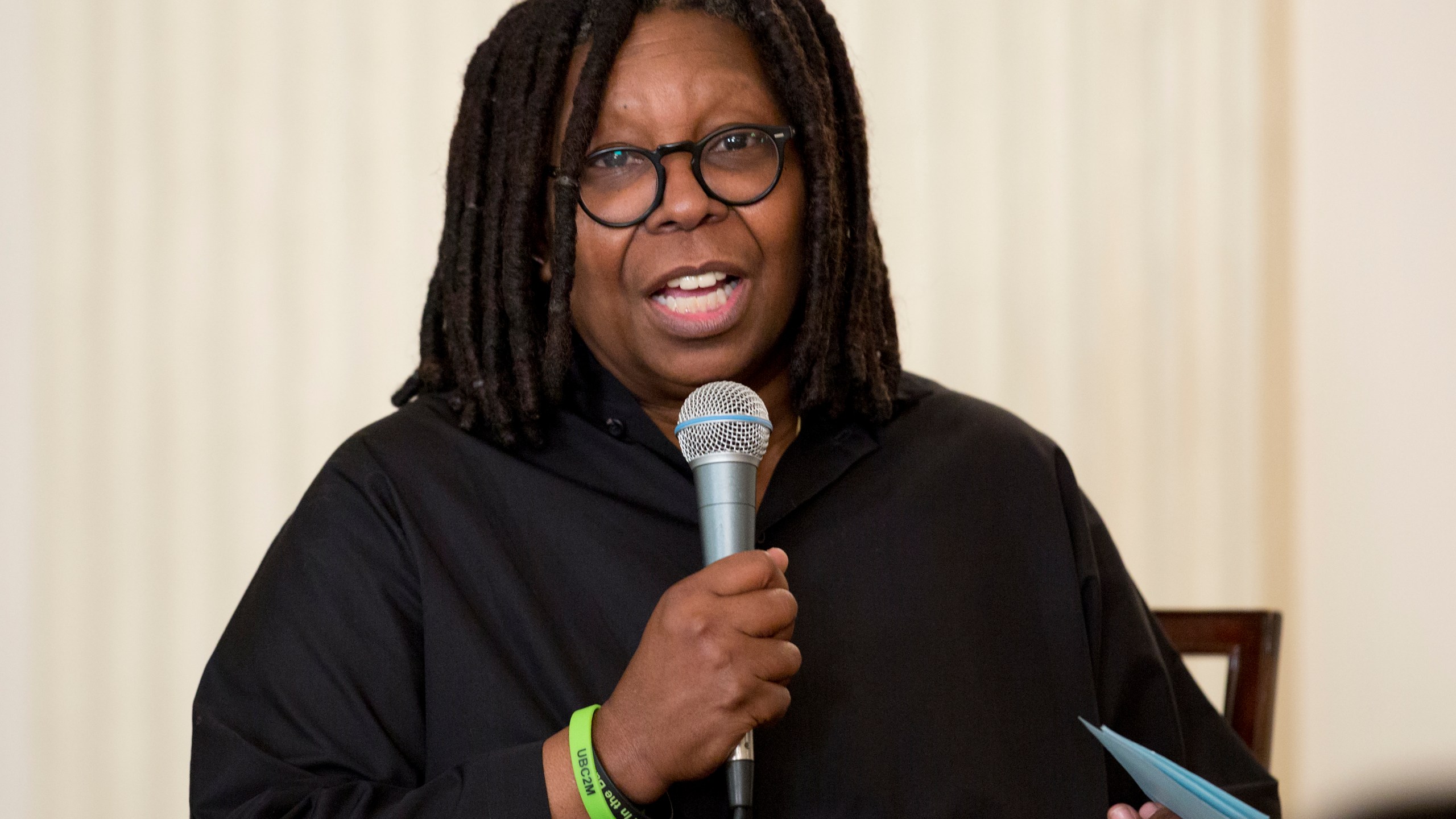 Whoopi Goldberg speaks during the Broadway at the White House event in the State Dining Room of the White House in Washington on Nov. 16, 2015. (AP Photo/Carolyn Kaster, File)