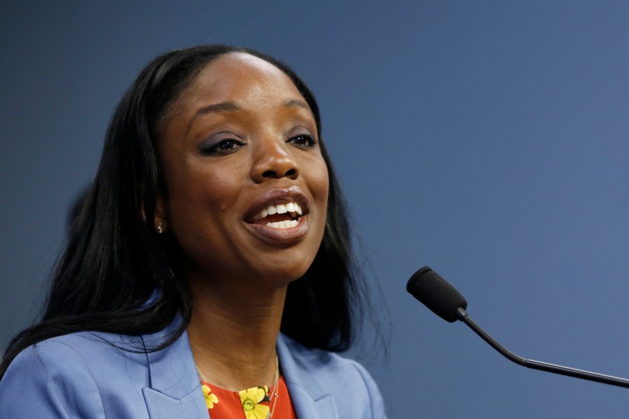 California Surgeon General Dr. Nadine Burke Harris speaks at a news conference in Sacramento, Calif., Tuesday, June 25, 2019. Burke Harris, who was appointed California's first surgeon general by Gov. Gavin Newsom in January 2019, said Wednesday, Feb. 2, 2022, that she is resigning her position because she is "prioritizing care for myself and my family." (AP Photo/Rich Pedroncelli, File)