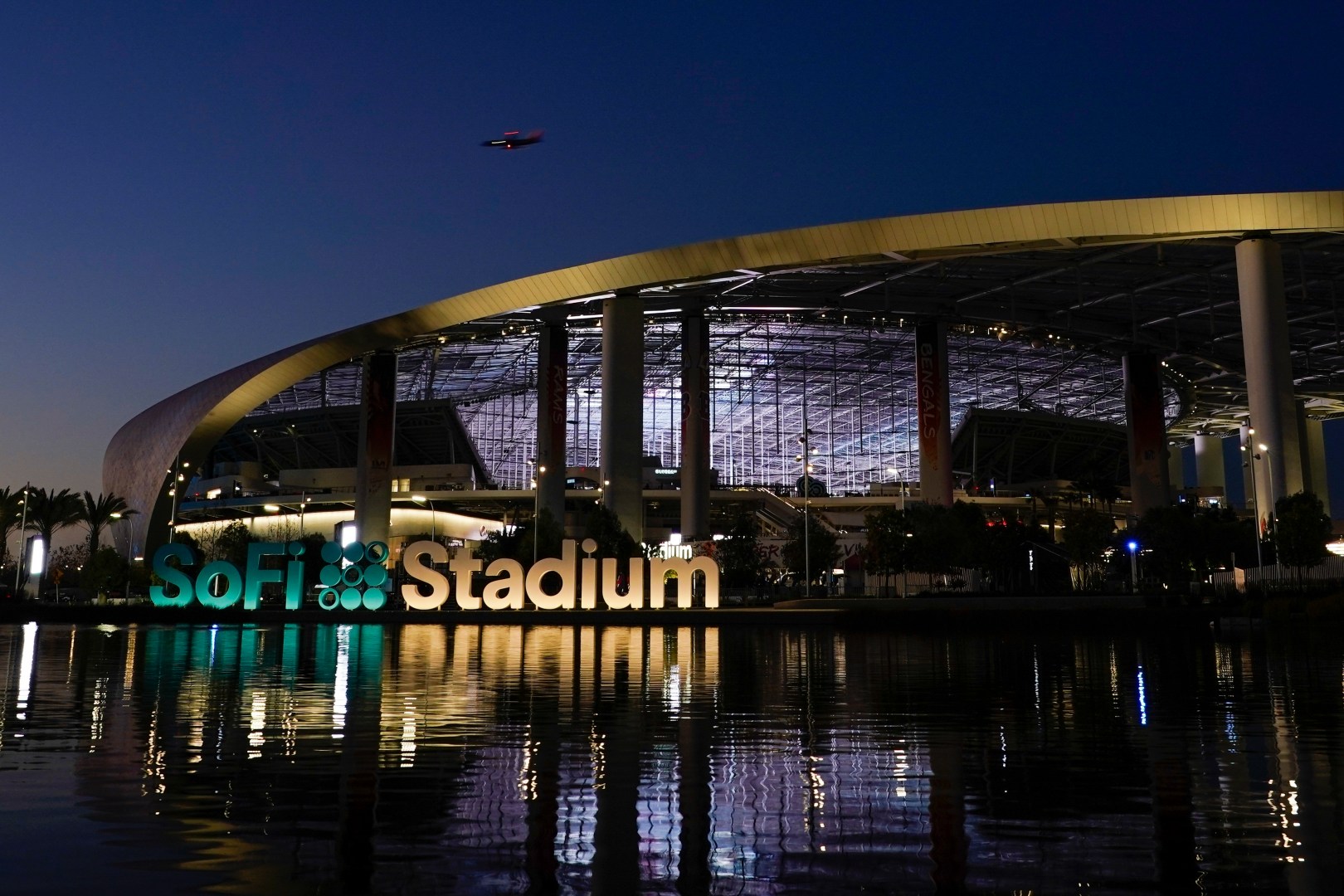 SoFi Stadium stands Friday, Feb. 4, 2022, in Inglewood, Calif. (AP Photo/Morry Gash)