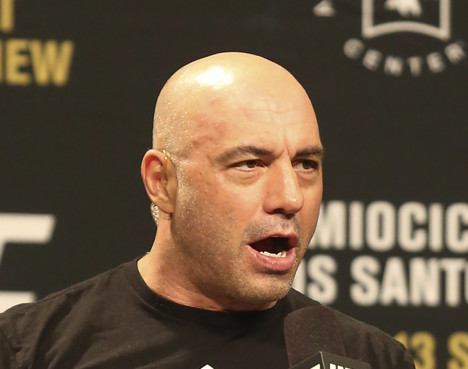 Joe Rogan is seen during a weigh-in before UFC 211 on Friday, May 12, 2017, in Dallas before UFC 211. (AP Photo/Gregory Payan, File)