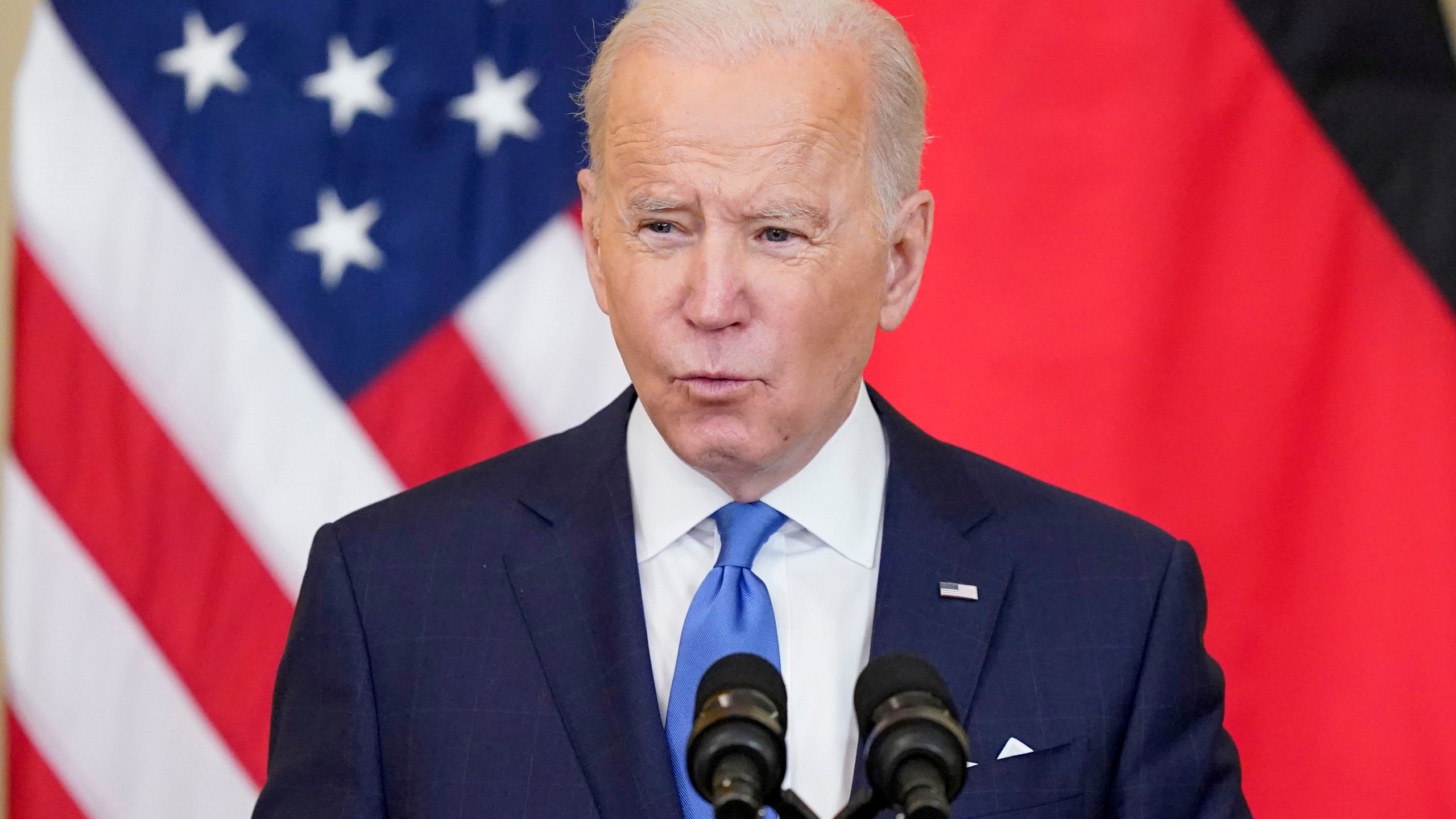 President Joe Biden speaks in the East Room of the White House, Monday, Feb. 7, 2022, in Washington. The Biden administration is kicking off an outreach campaign to get millions of families to file their taxes — so that they can receive the second half of payments from the expanded child tax credit. (AP Photo/Alex Brandon)