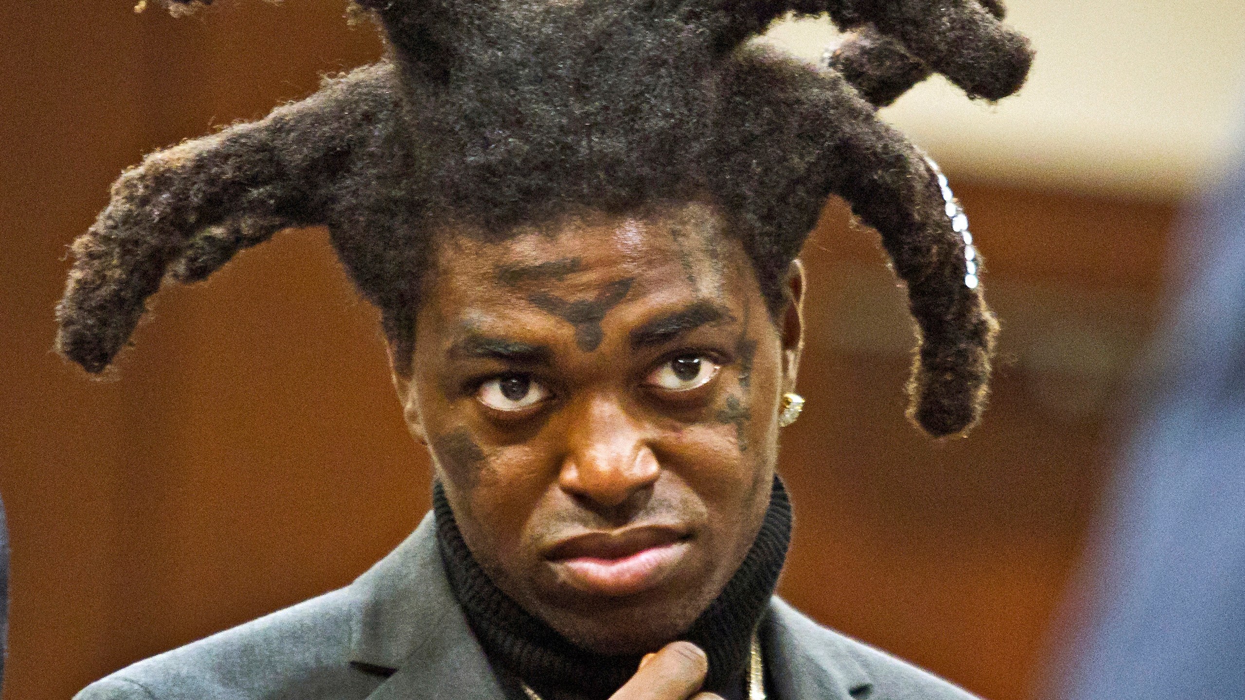 Rapper Kodak Black appears in court at the Florence County, South Carolina, courthouse in Florence, S.C., April 28, 2021. Los Angeles Police say four people were shot and wounded after a fight broke out outside a Los Angeles restaurant hosting a party that followed a Justin Bieber concert early morning Saturday, Feb. 12, 2022. Black is among several people involved in the brawl when shots rang out, sending everyone at the scene running for cover. Law enforcement sources told NBC News that Black, whose legal name is Bill Kapri, was among the people shot and injured. (Matthew Christian/The Morning News via AP, File)