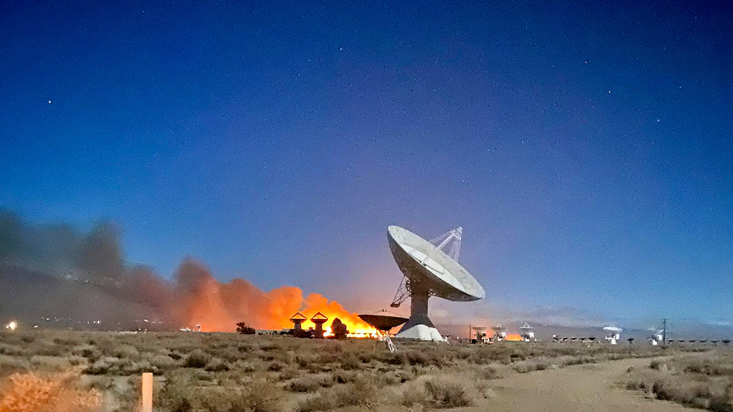 This photo provided by CAL FIRE San Bernardino Unit Public Information Office shows a wildfire near in Owens Valley, Calif. on Feb. 17, 2022. (CAL FIRE San Bernardino Unit Public Information Office via AP)