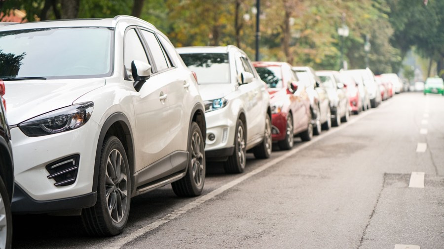 Cars parked along the road