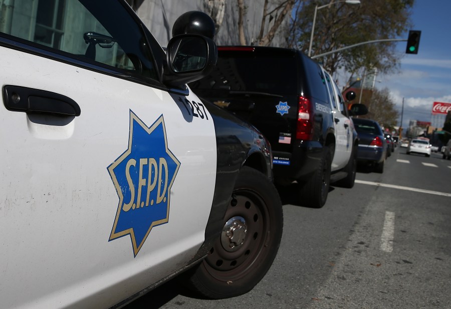 San Francisco police cars sit parked in front of the Hall of Justice on Feb. 27, 2014 in San Francisco. (Justin Sullivan/Getty Images)