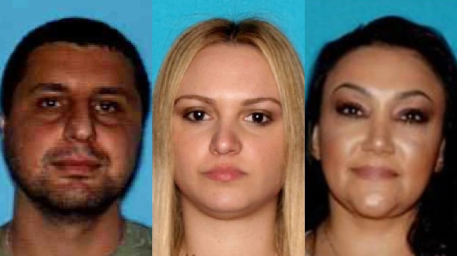 Richard Ayvazyan, left, and Marietta Terabelian, center, are seen in photos released by the FBI; Tamara Dadyan, right, is seen in a photo released by LAPD.